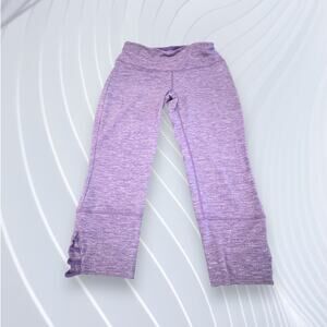 Prana Cropped Heather Purple Cross Strap Accent Athletic Leggings Size S
